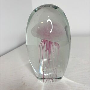 Dynasty Gallery Glass Art Pink Jellyfish Paper Weight Hand Blown Heavy 4.7 lbs.
